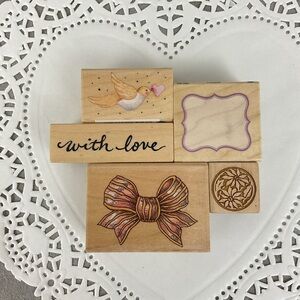 Vintage bird floral bow tag rubber stamps PSX & more